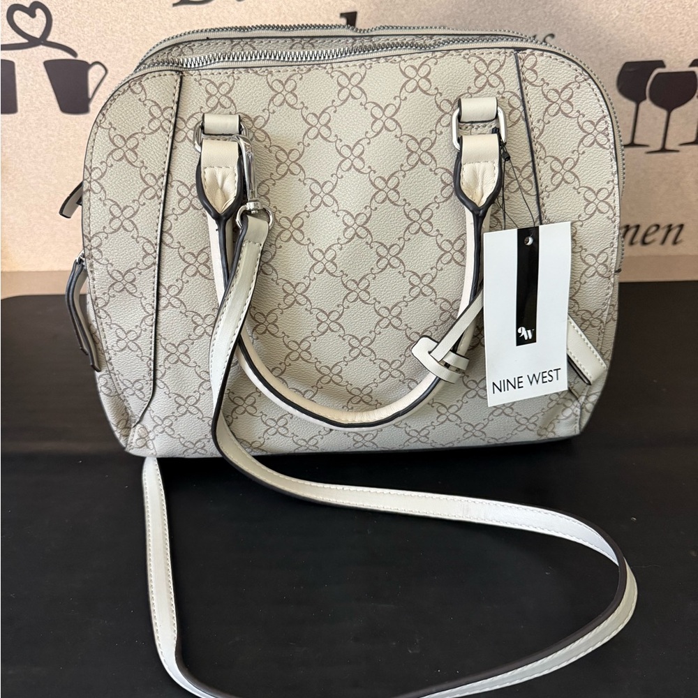 Nine West Patterned Cream Satchel